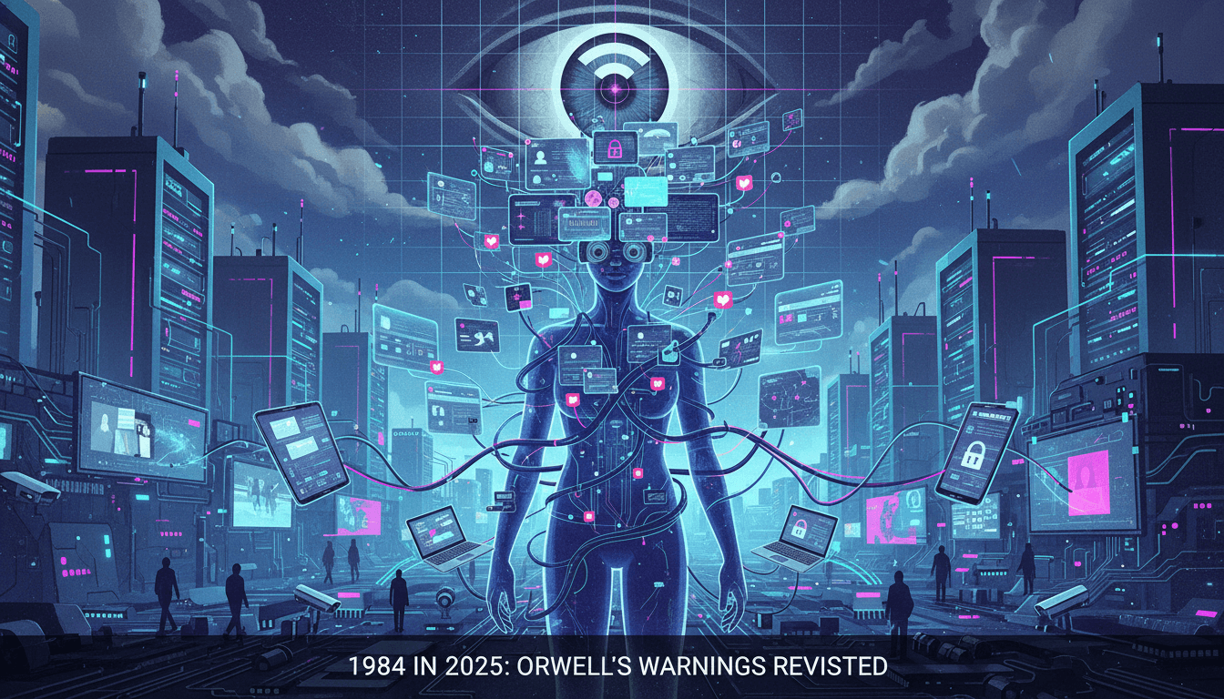 1984 modern relevance digital age illustration