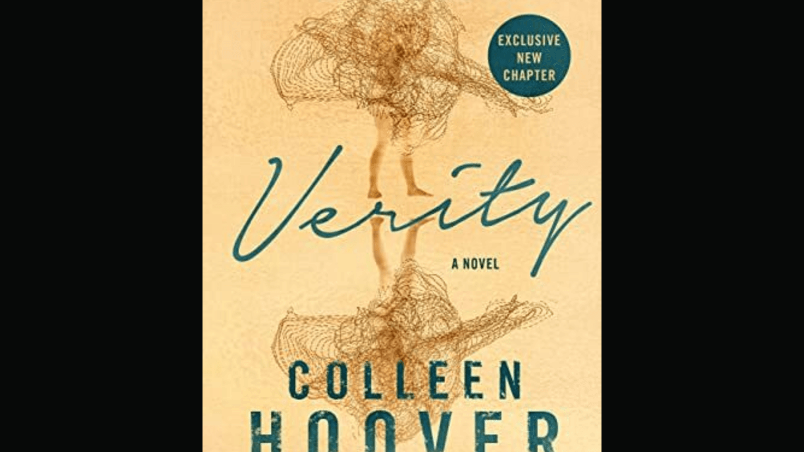 Verity hardcover styled against a black background with gold typography