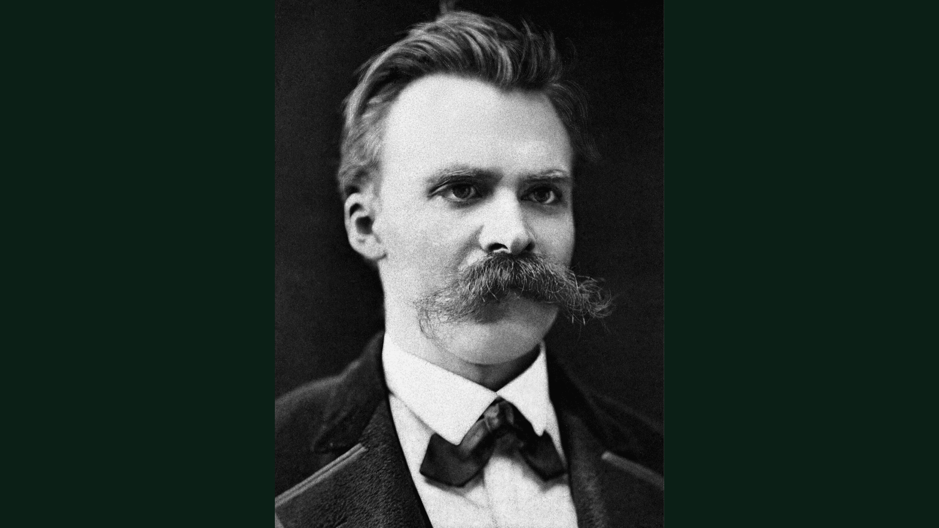 Friedrich Nietzsche portrait in muted green tones