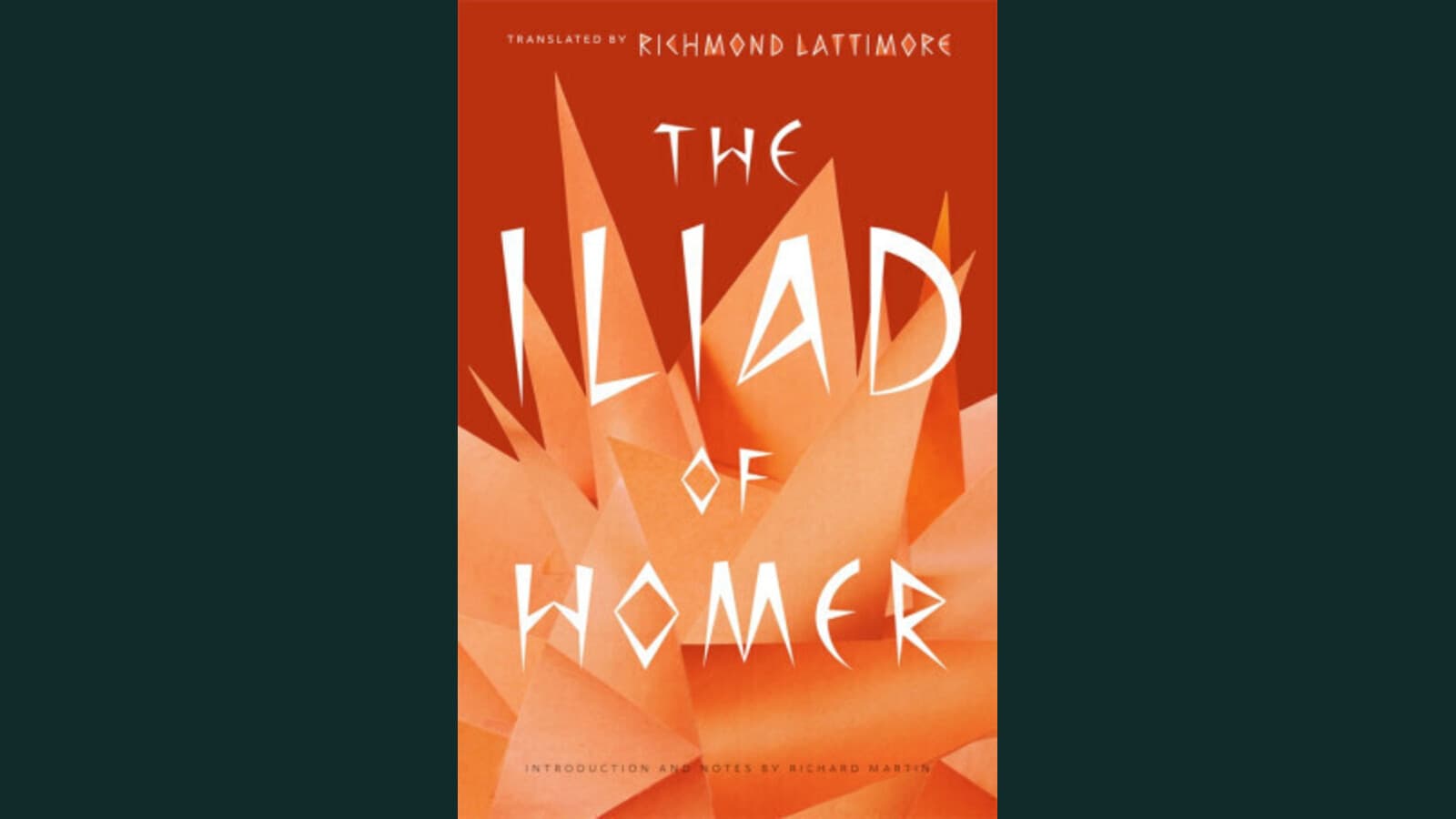 Cover of Richmond Lattimore's University of Chicago edition of The Iliad with Achilles in profile