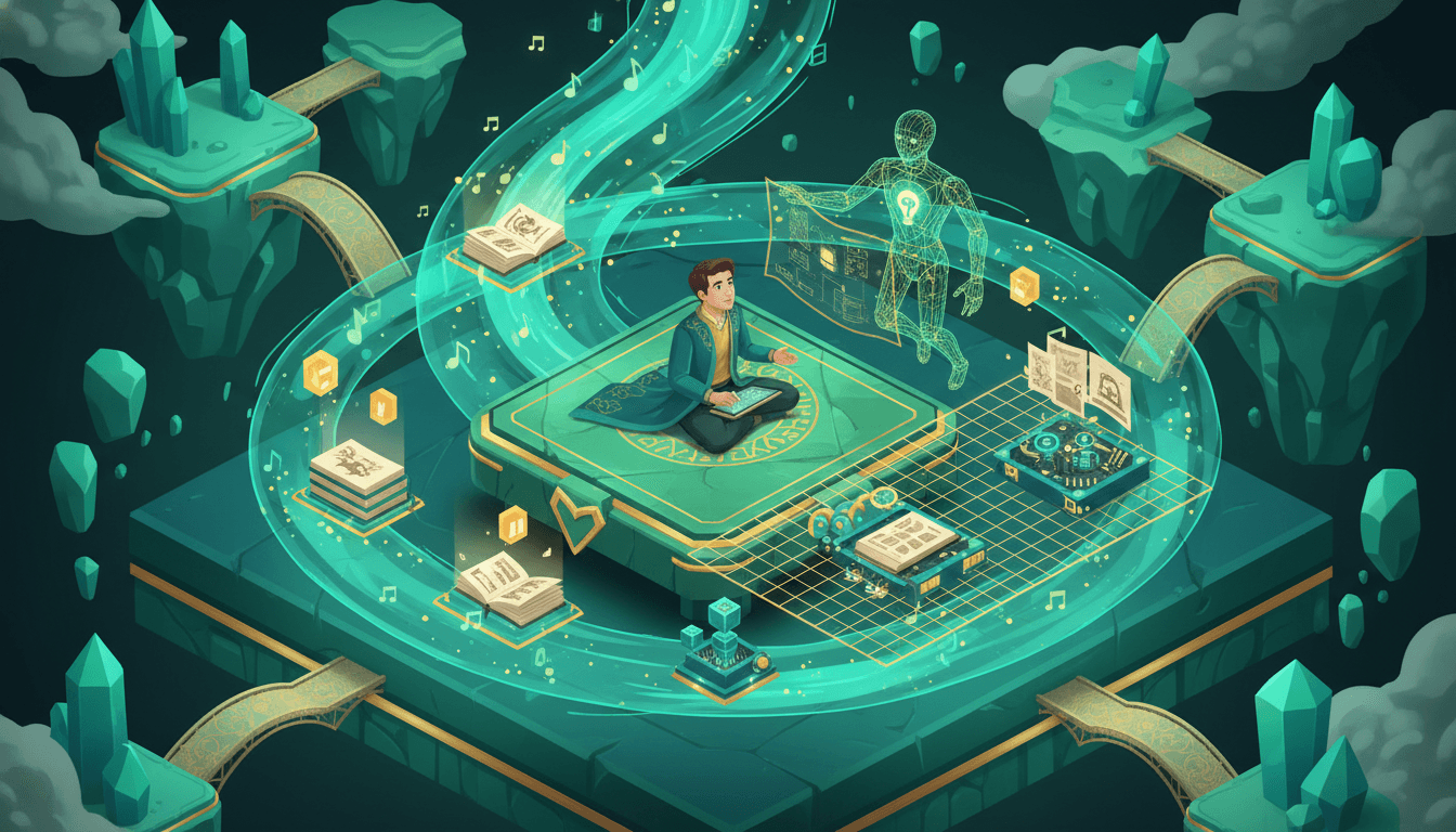 Isometric platform for creative comprehension with swirling idea streams and prototypes