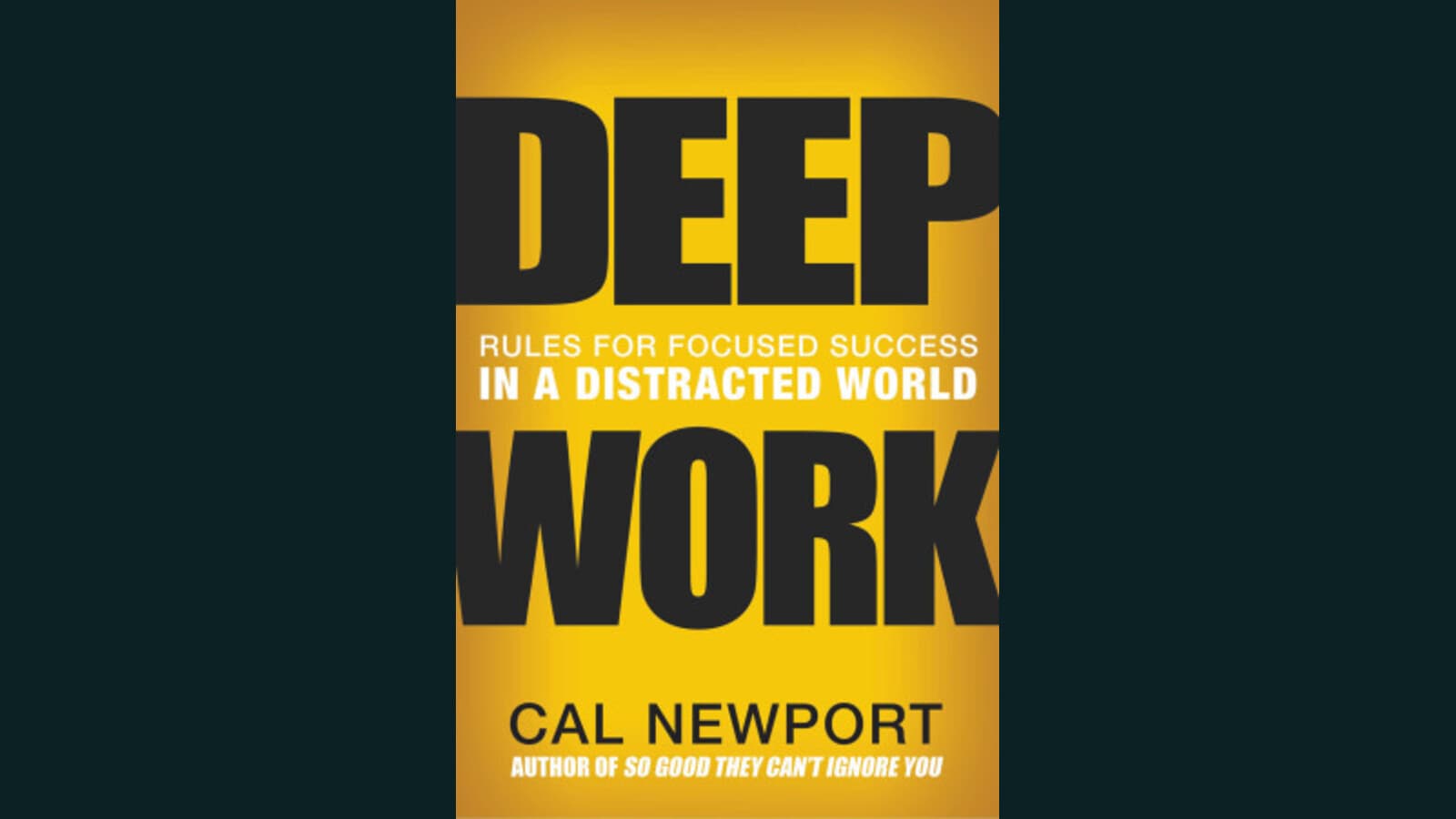 Deep Work cover framed in teal for a 16:9 layout