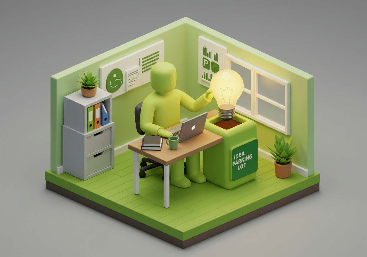 Calendar and workspace illustrating planning versus execution blocks