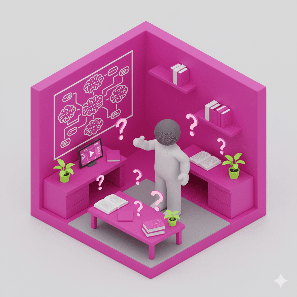 Planning workspace with questions and mind map