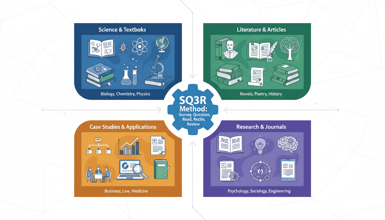 SQ3R academic subjects applications illustration