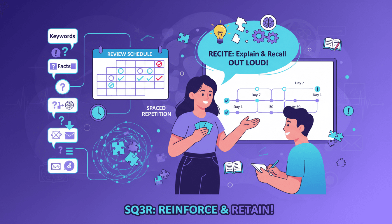 SQ3R Recite and Review illustration