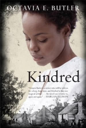 Cover of Kindred featuring a profile silhouette against plantation imagery