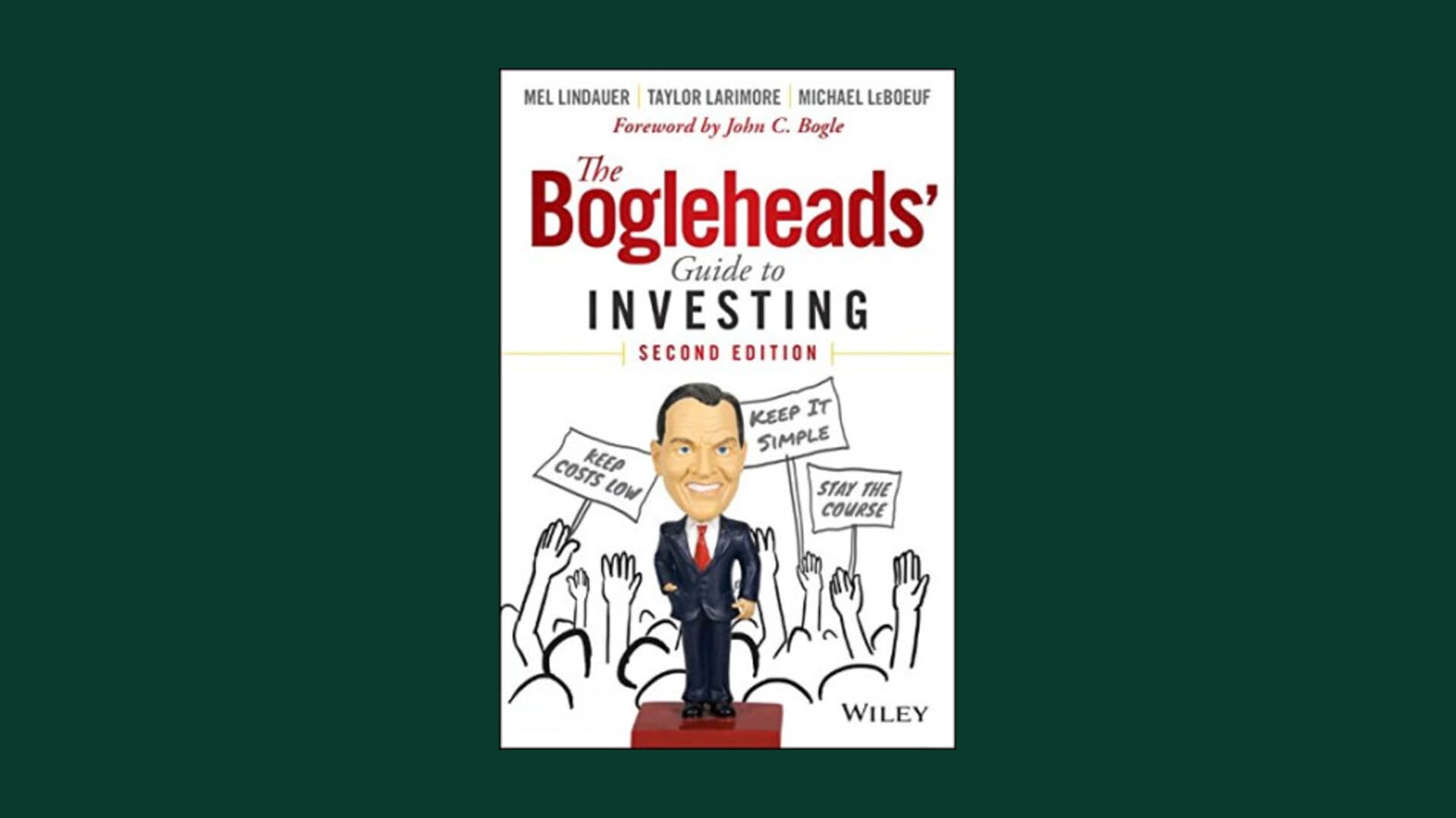 Cover of The Bogleheads' Guide to Investing layered over a green gradient