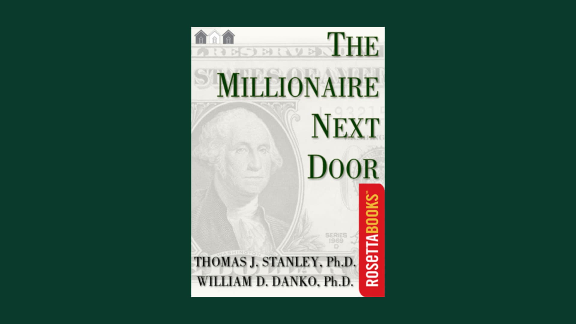 Cover of The Millionaire Next Door centered on an emerald gradient