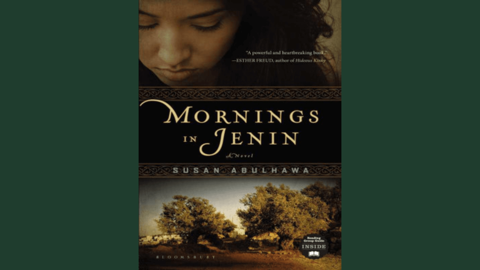 Cover of Mornings in Jenin framed by green padding