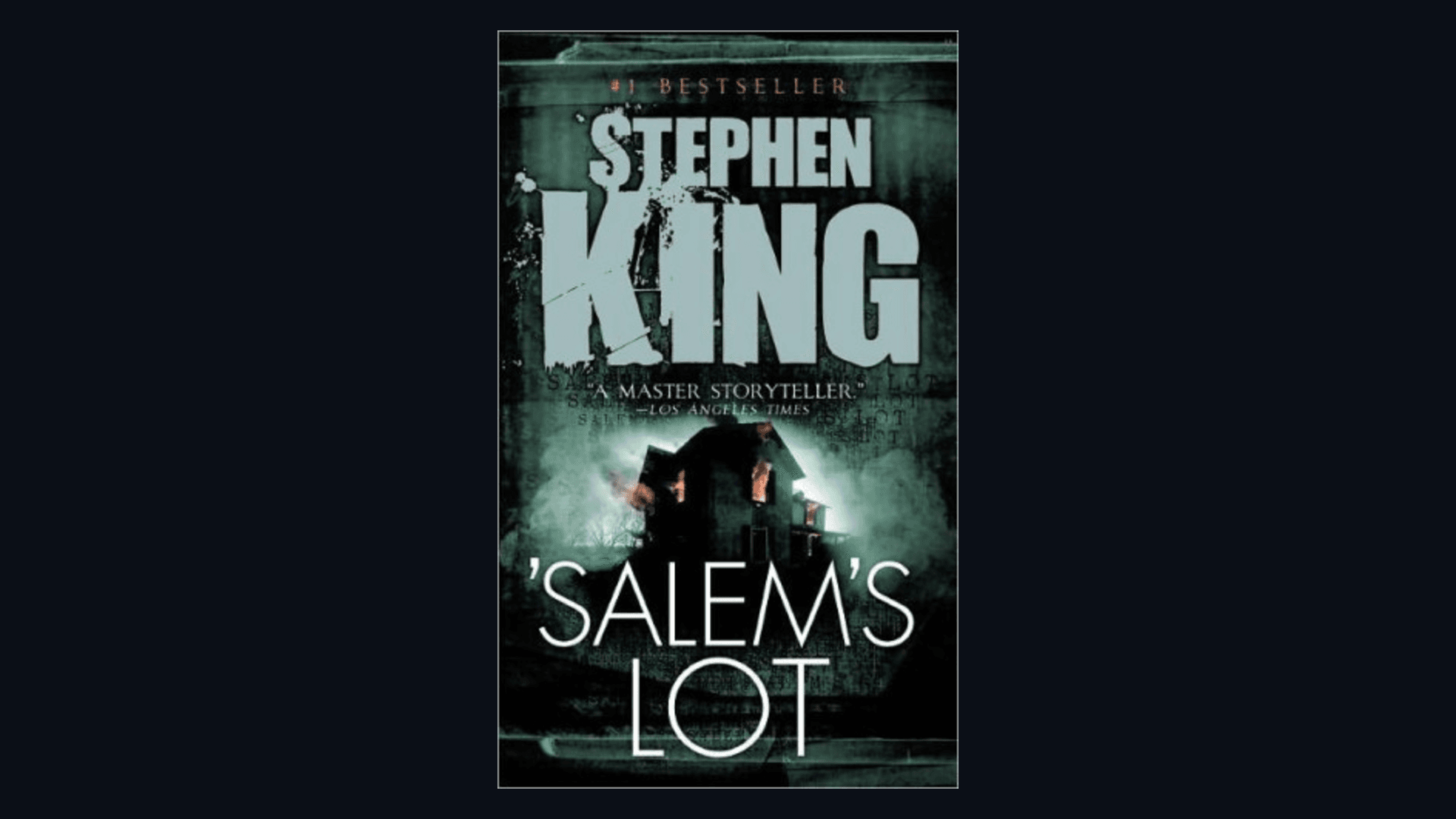 Cover of 'Salem's Lot by Stephen King framed on a dark background