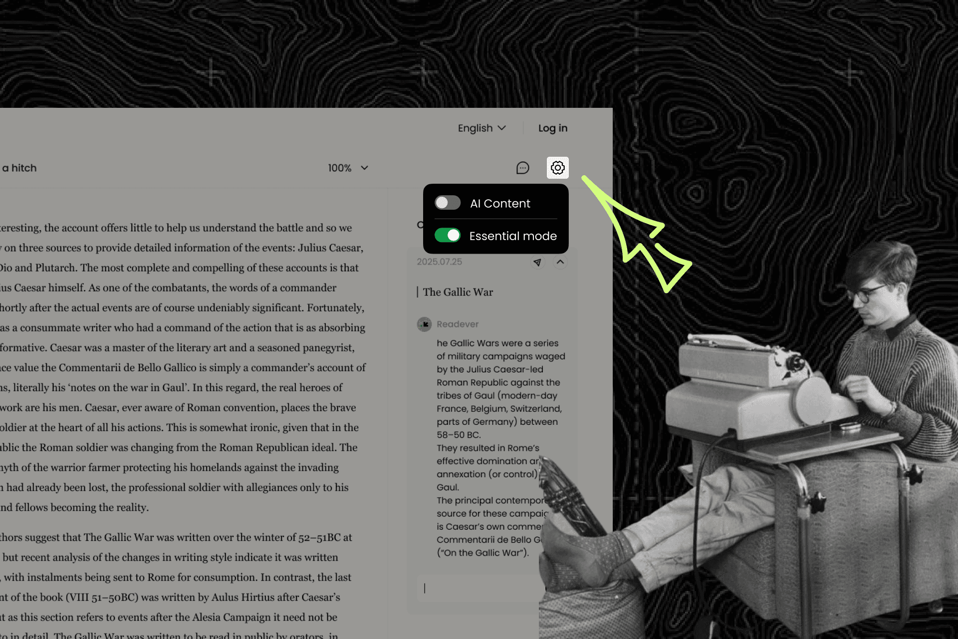 Focus mode interface showing AI smart highlights for ADHD readers