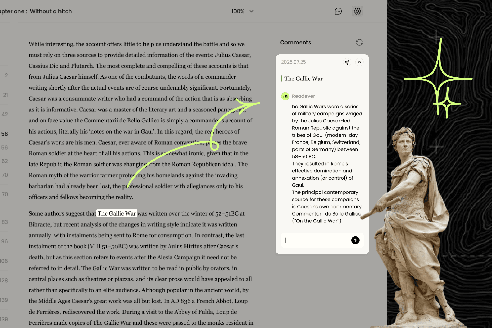 Insight card explaining historical context in a classic novel