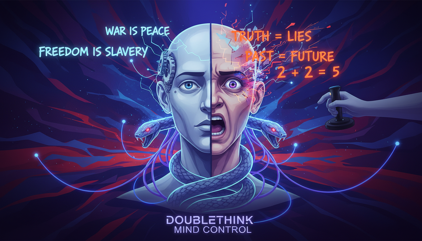 Doublethink psychological manipulation illustration