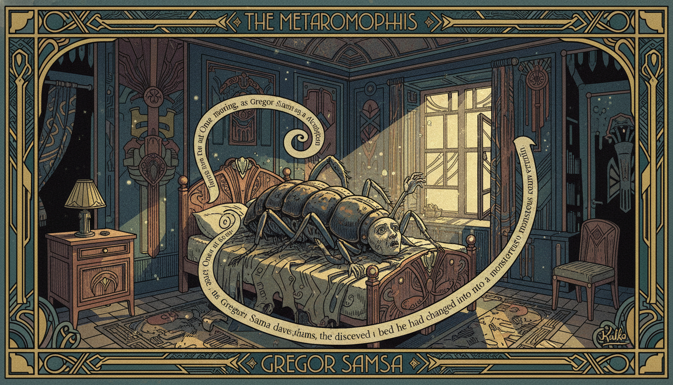 Gregor Samsa's shocking transformation in The Metamorphosis - a man awakens as a giant insect