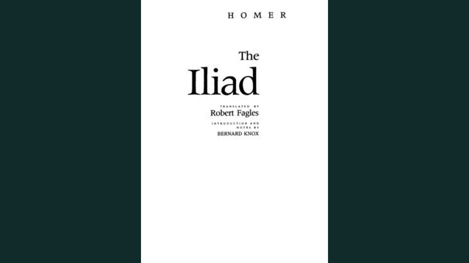 Cover of Robert Fagles's Penguin Classics edition of The Iliad in red and black
