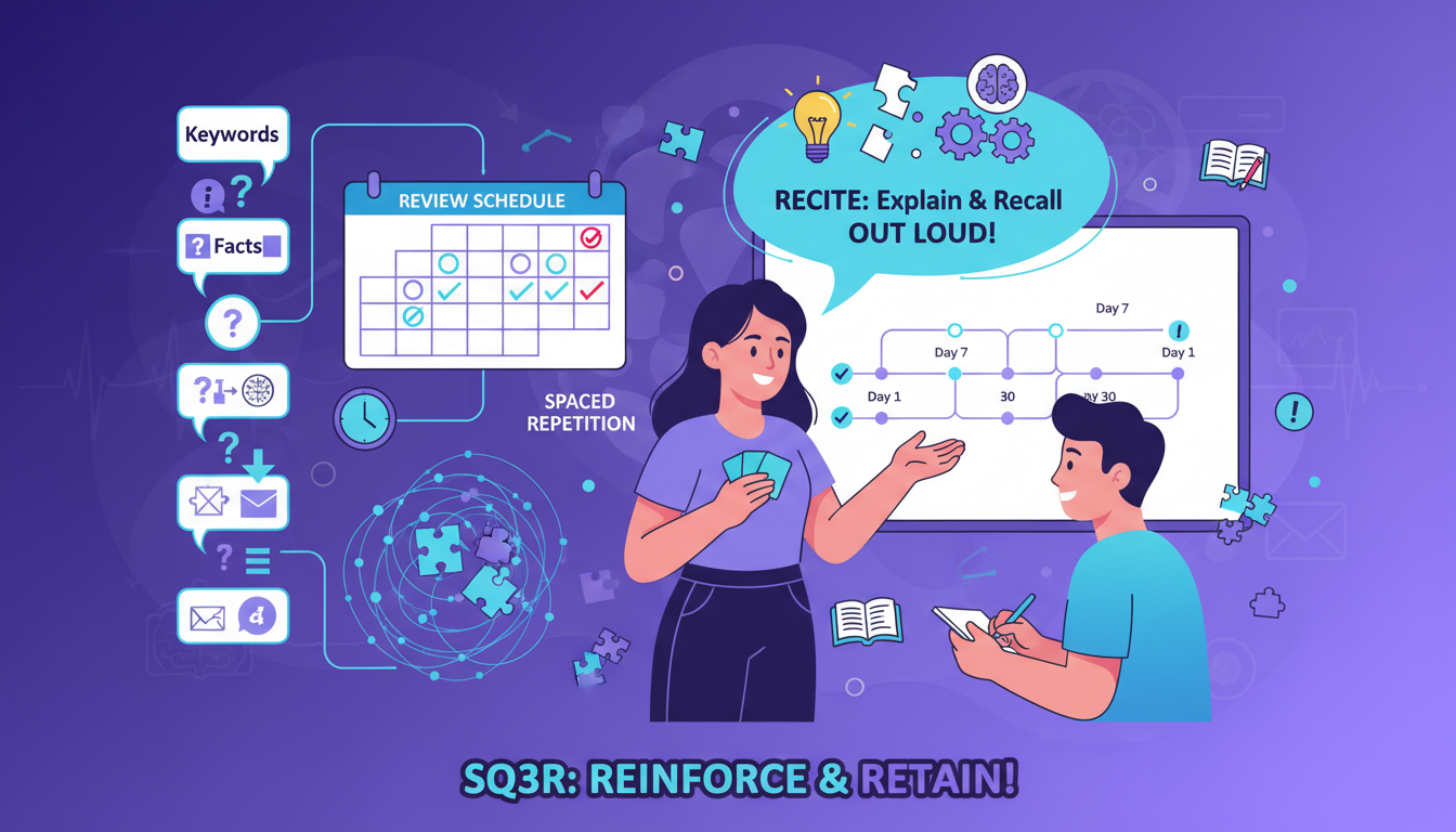 SQ3R Recite and Review illustration