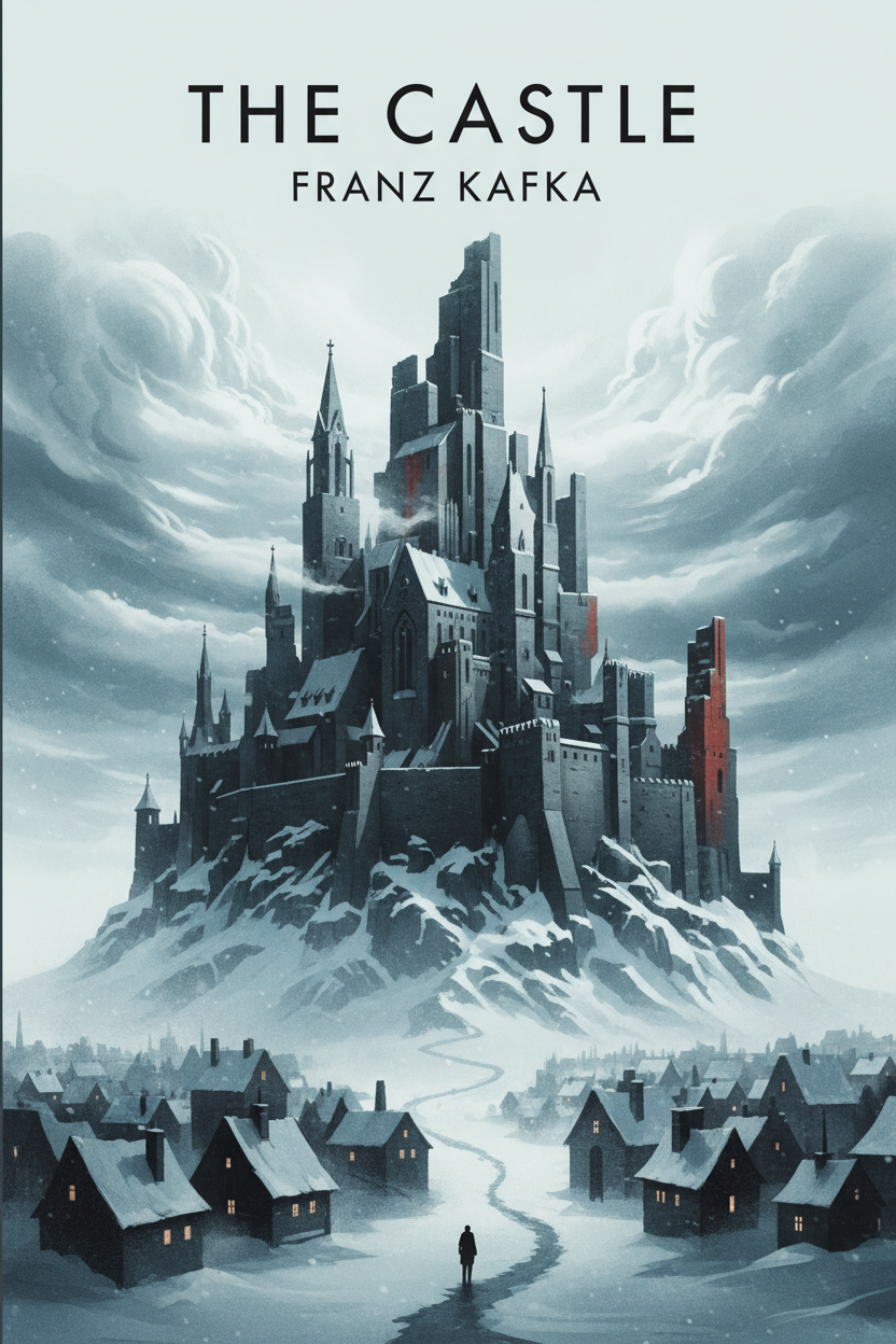 The Castle book cover - K.'s futile quest for acceptance in a snow-bound village