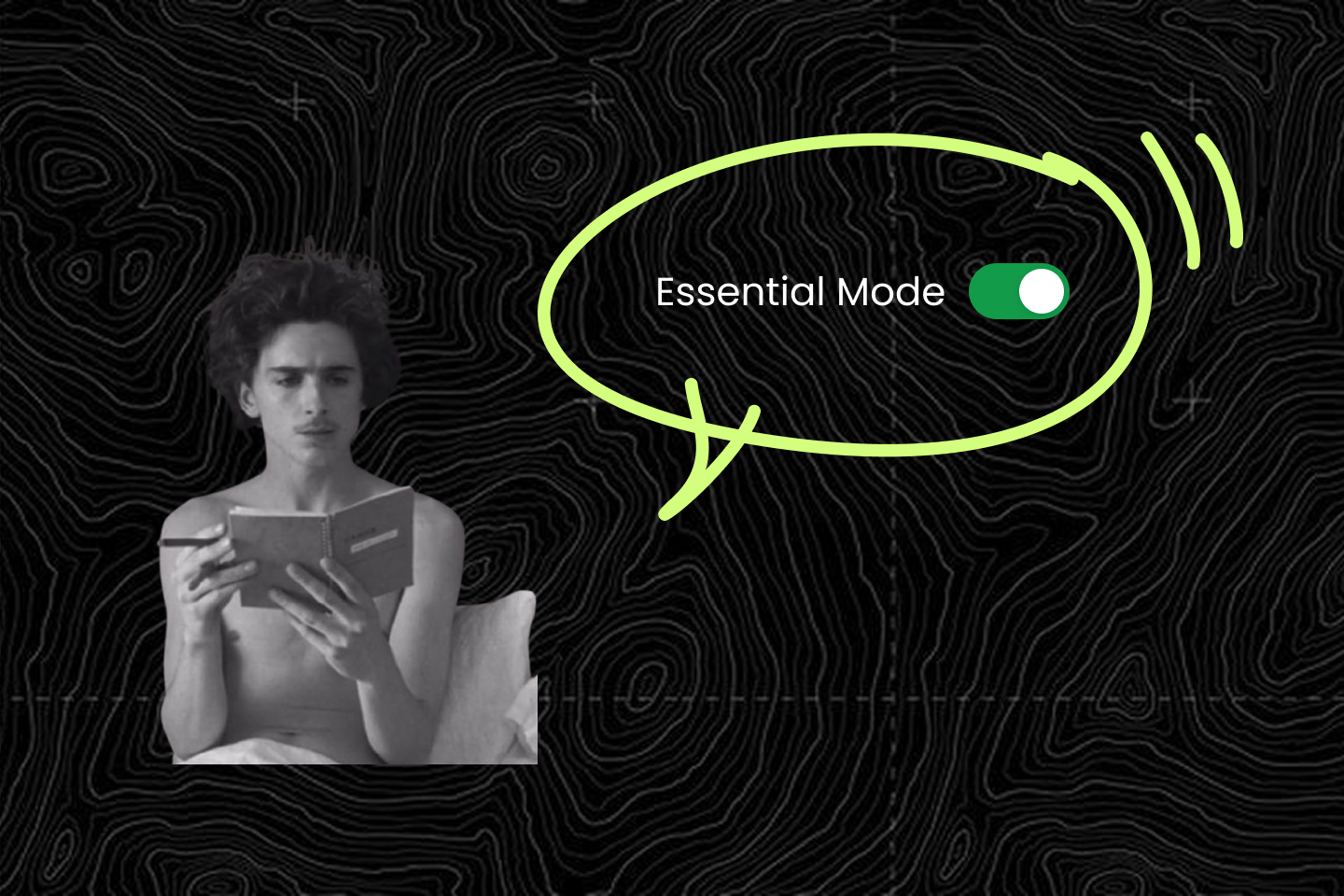 Essential mode interface showing AI-identified key content with non-critical sections automatically folded