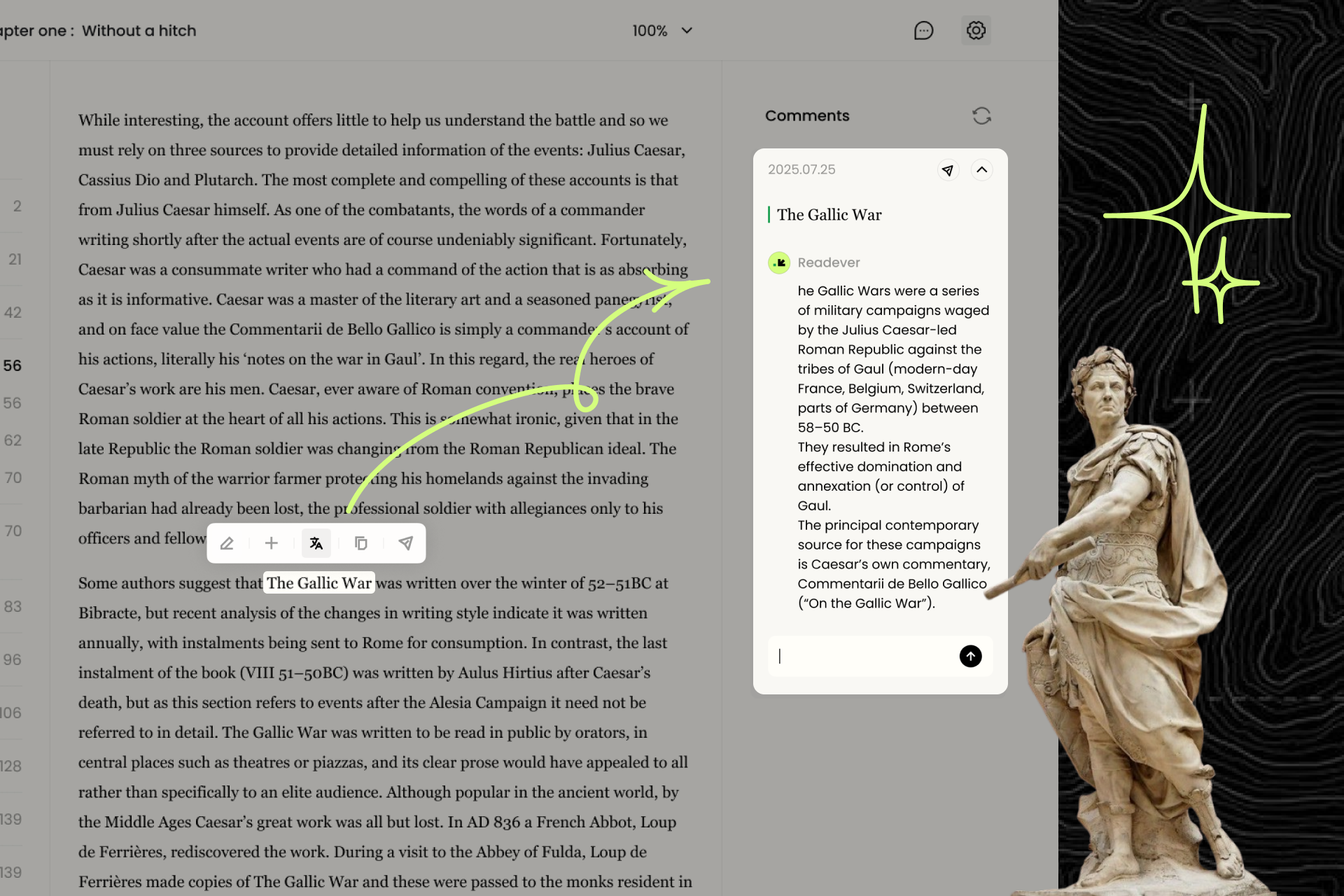 Action dashboard showing tasks generated from book highlights