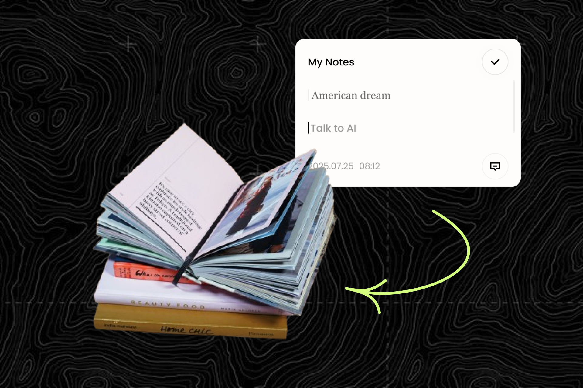 AI reading assistant interface showing enhanced text with highlights and contextual cards